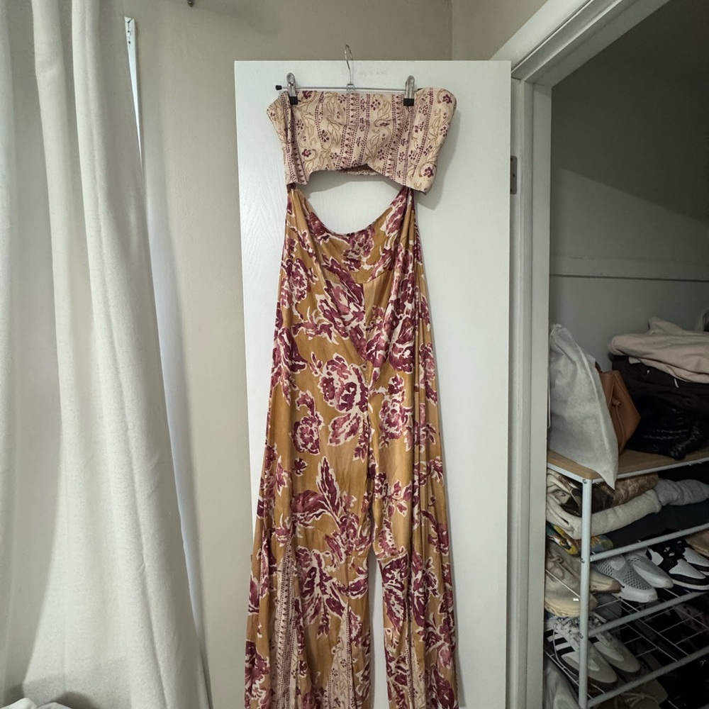 Free People Floral Strapless Jumpsuit